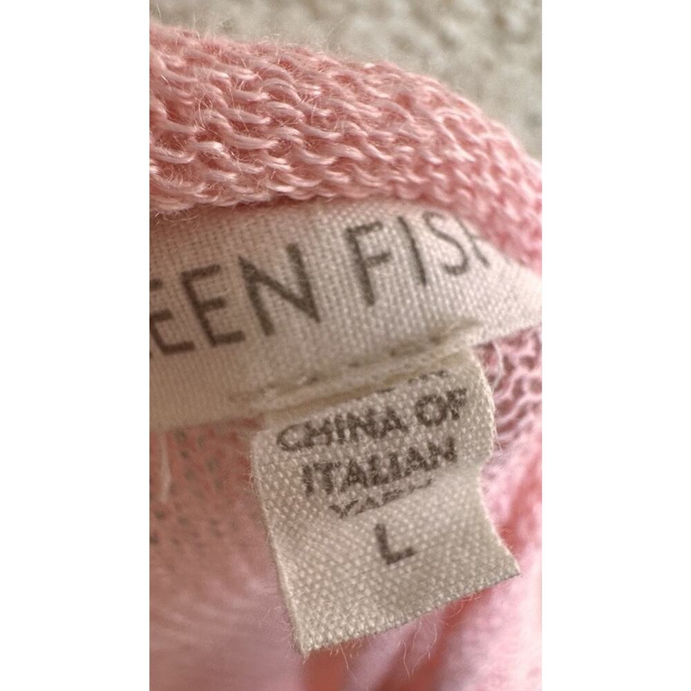 Eileen Fisher 100% Linen Cardigan Sweater Baby Pink Open Front Light Weight Sz L - Picture 6 of 11